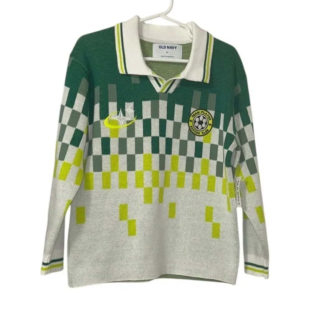 Old Navy Boys Long-sleeve Green/White Soccer Sweater(Size 2T)